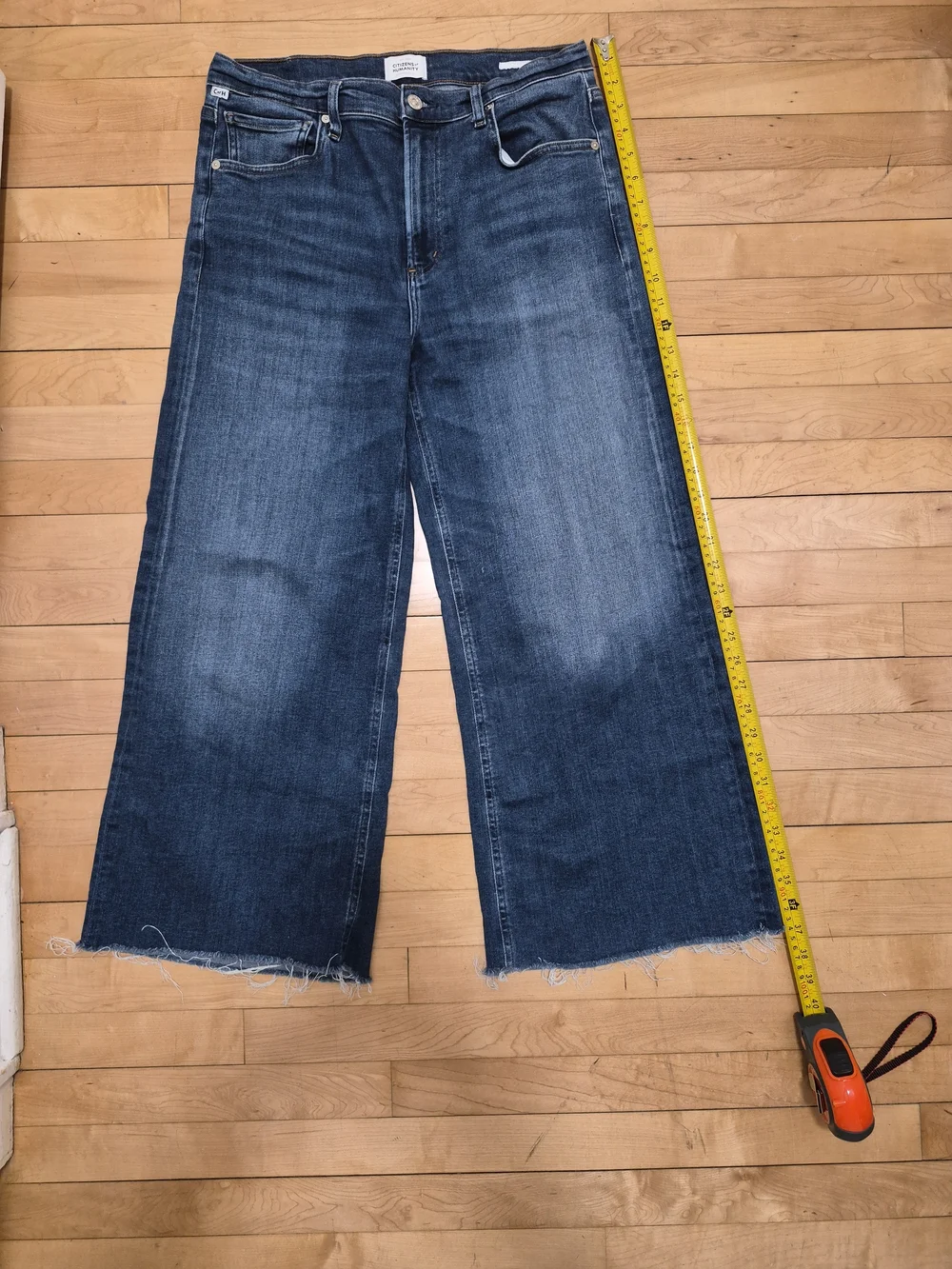 Citizens Of Humanity Wide Leg Ankle Jeans in Dark Blue Wash - Picture 13 of 14